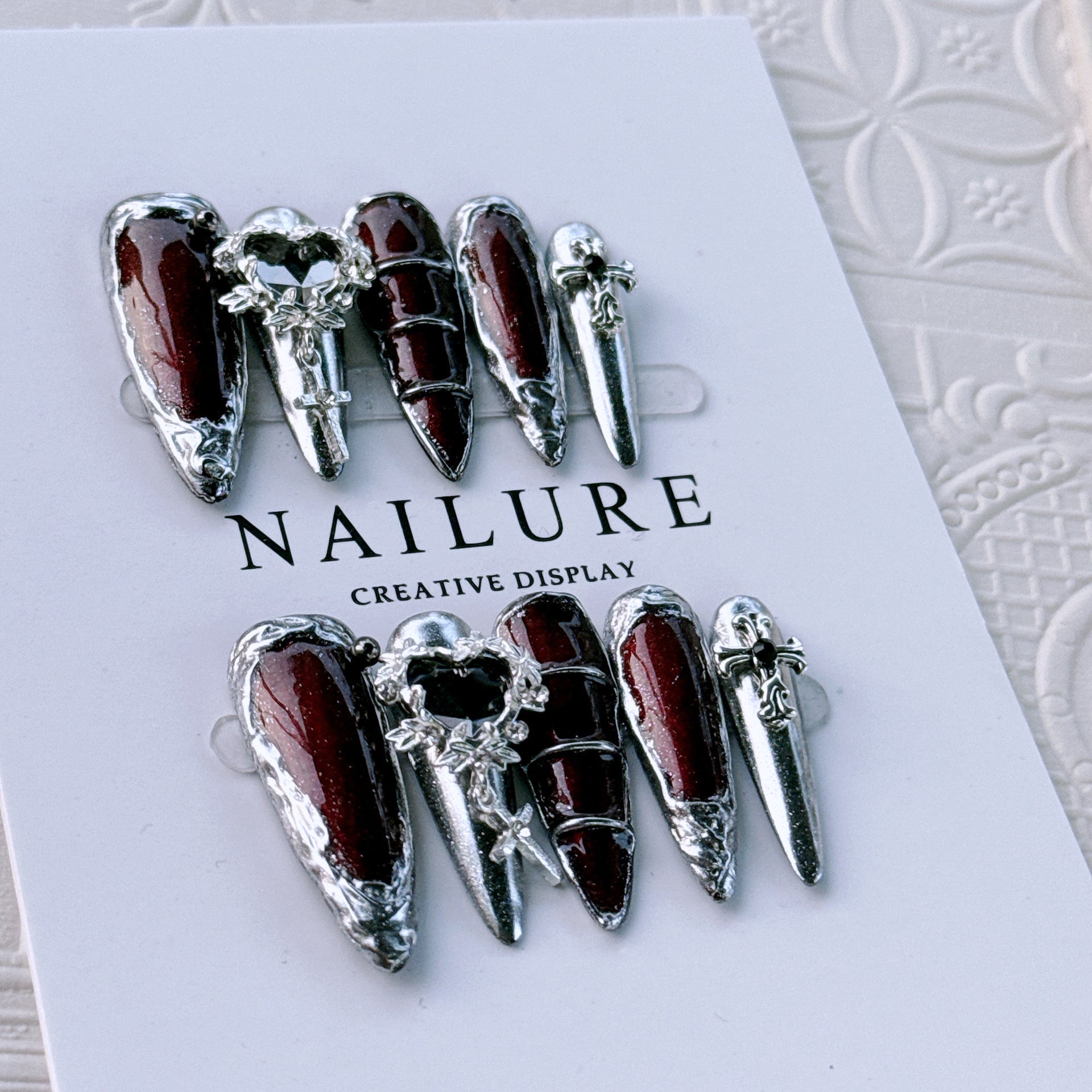 H004 Punk retro HANDMADE NAIL