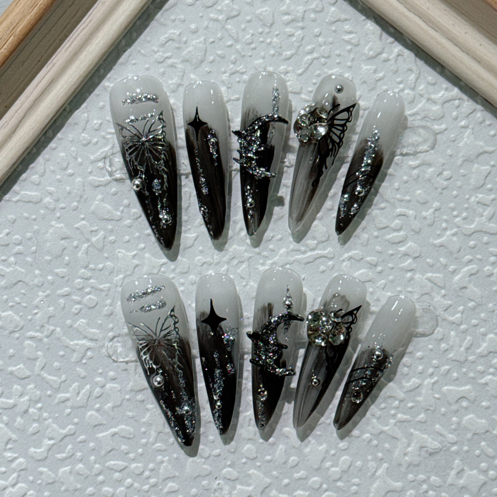 H001 Dark Butterfly HANDMADE NAIL