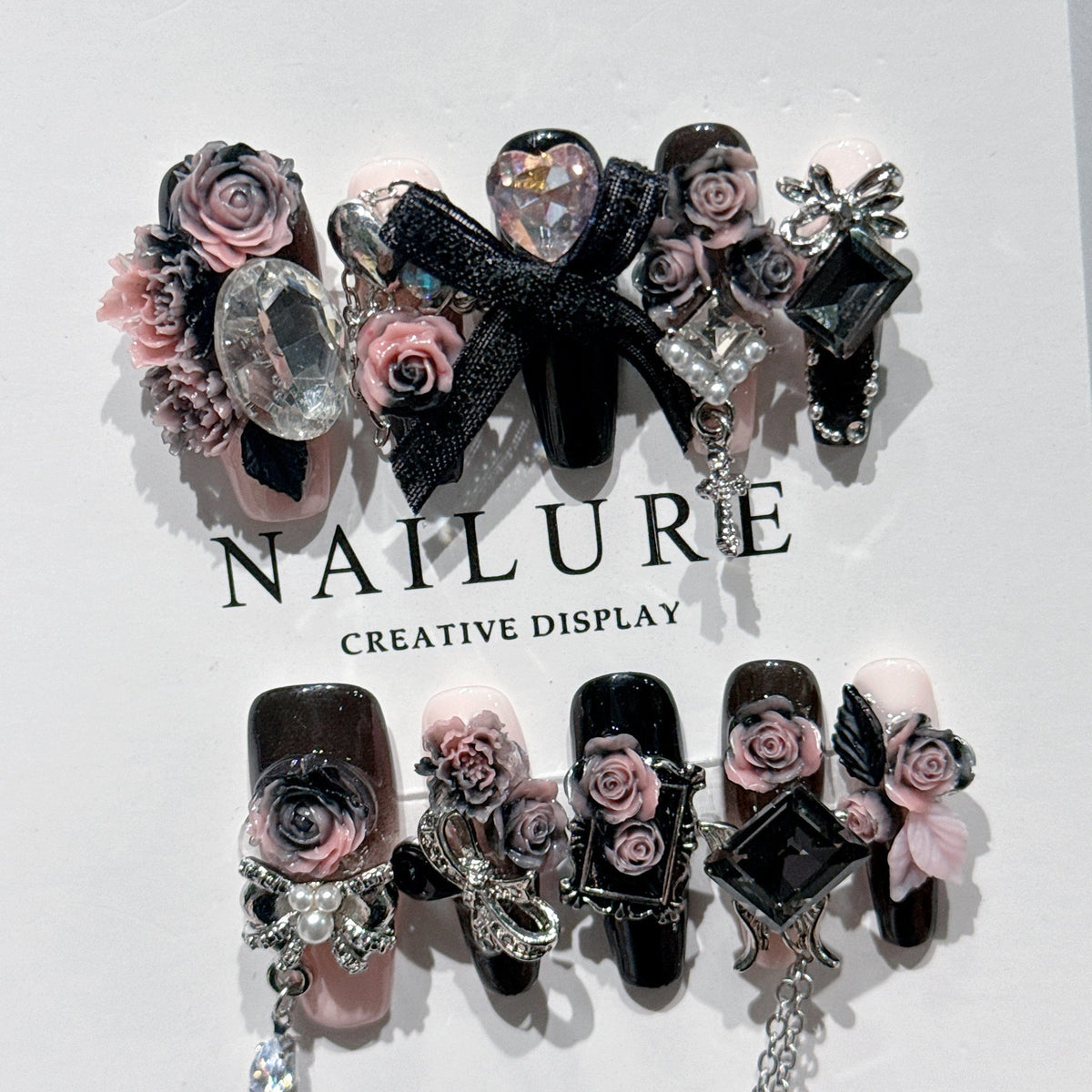 H008 Pink Luxury Rose HANDMADE NAIL