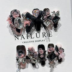 H008 Pink Luxury Rose HANDMADE NAIL