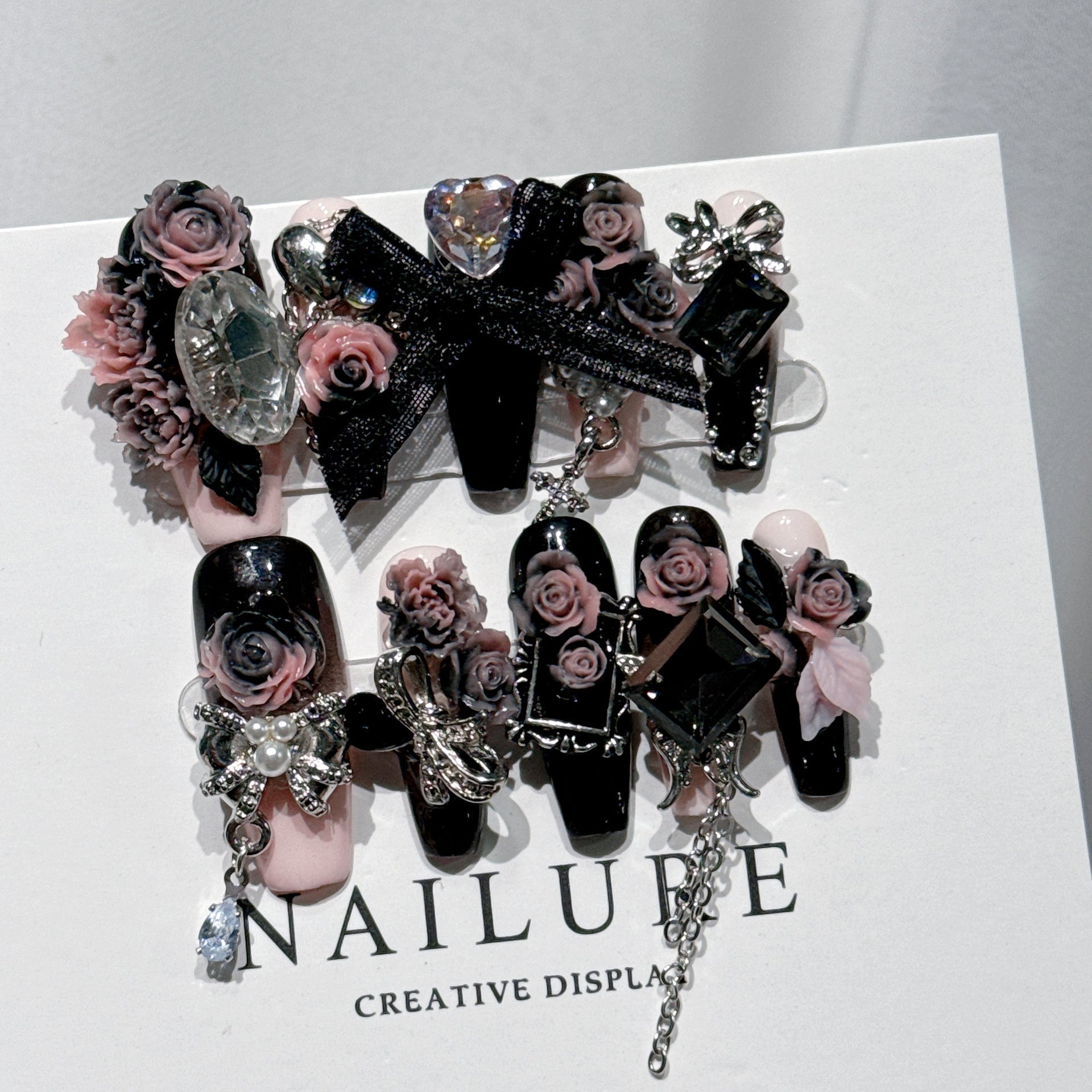 H008 Pink Luxury Rose HANDMADE NAIL